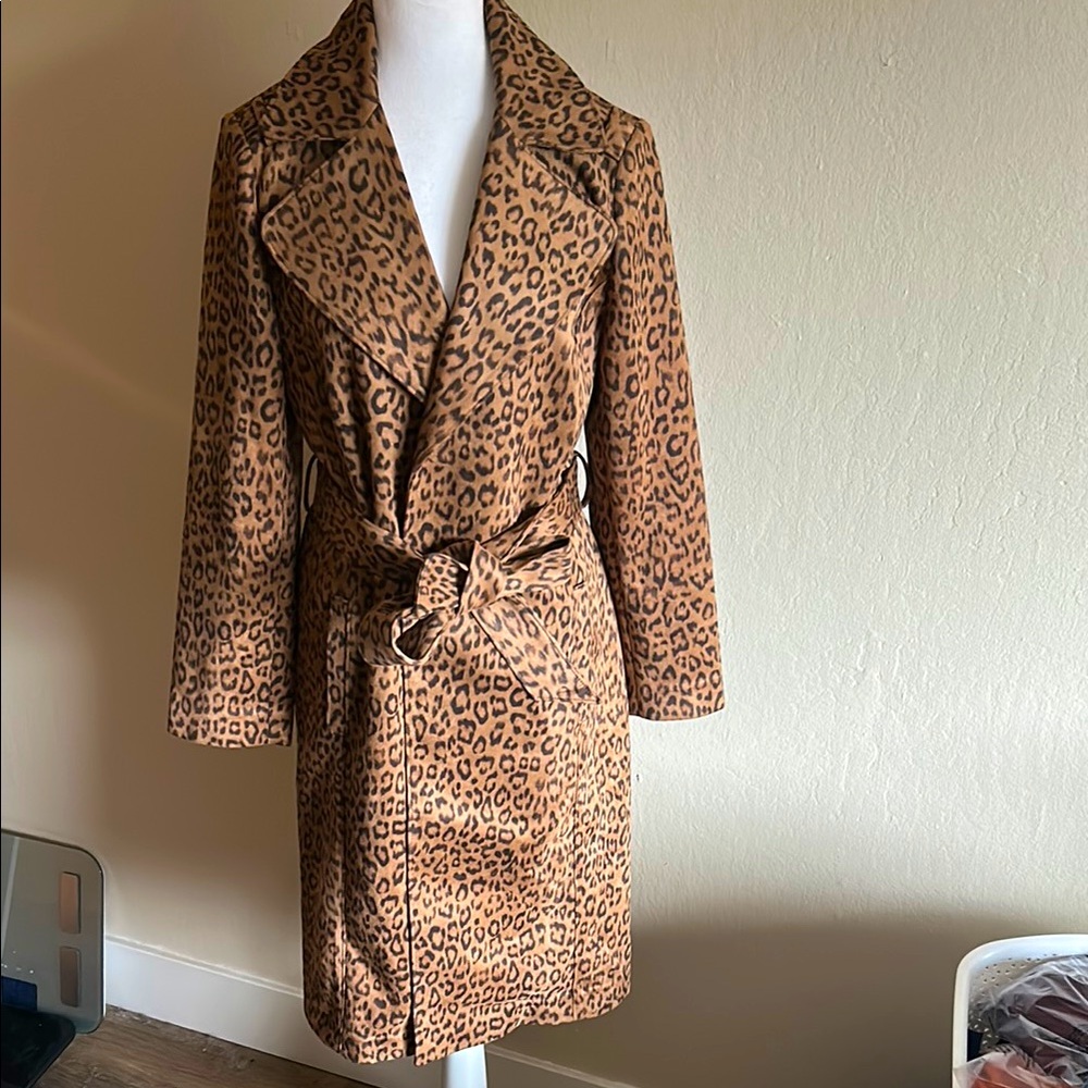 Gorgeous Soft Leopard Print Vegan Suede Coat, Chico’s Size 1